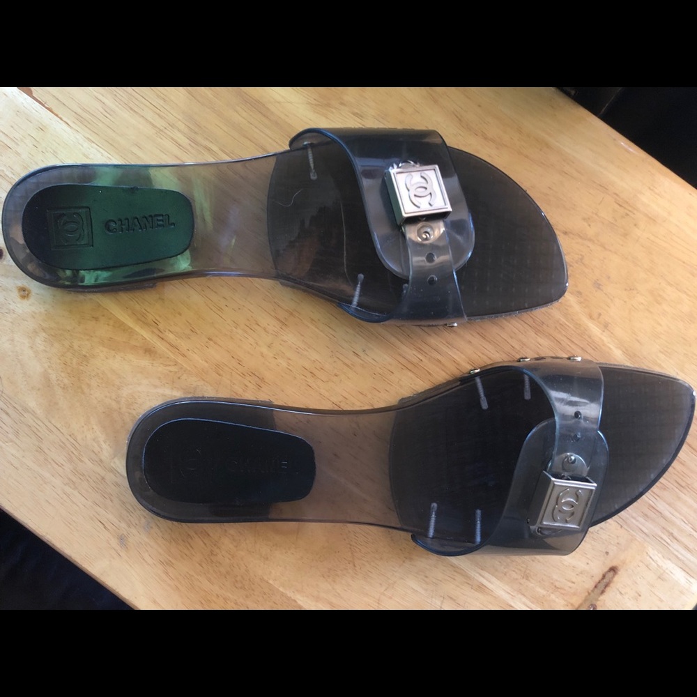Chanel Lucite/jelly slides